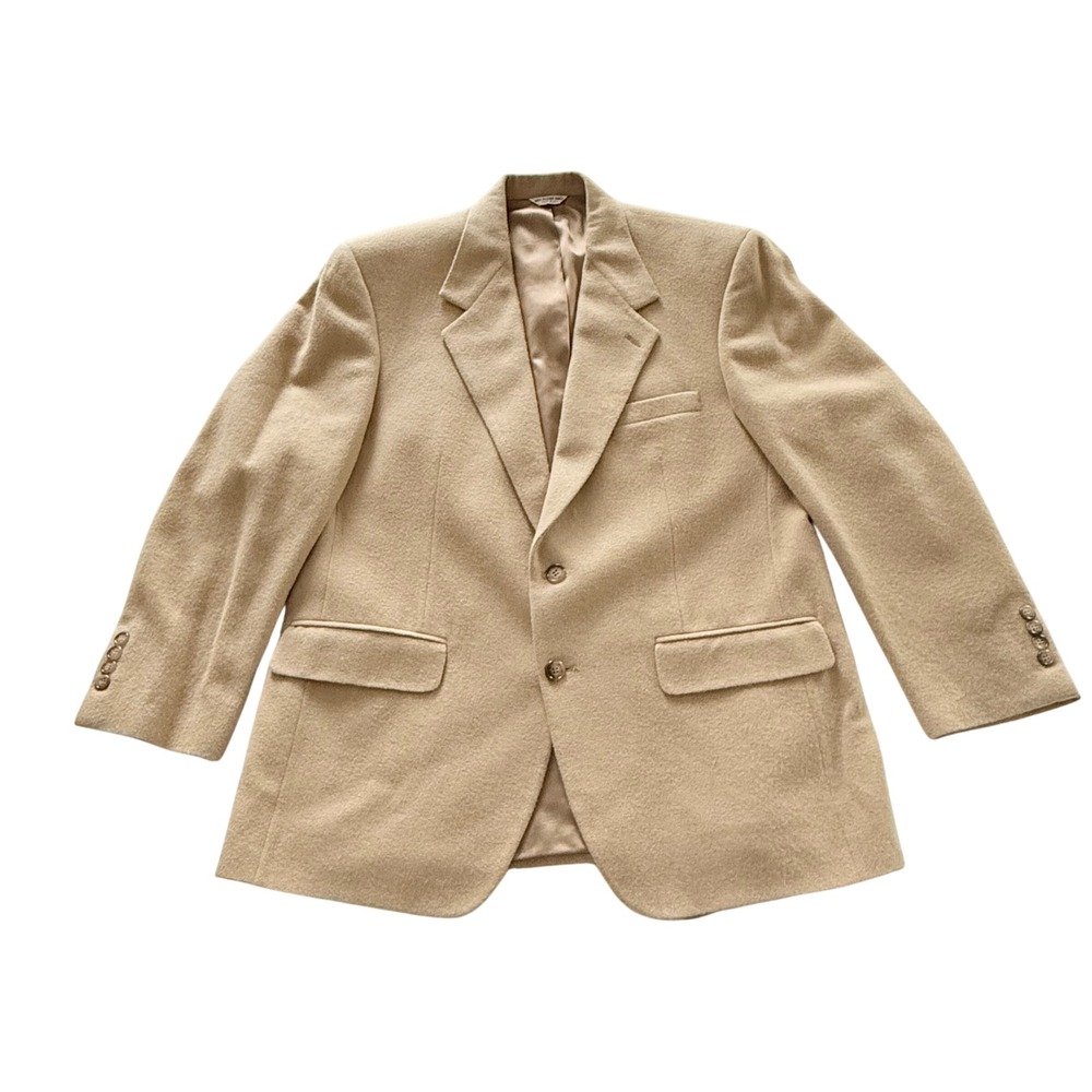 VTG Bill Blass Sport Coat Men Tan 100% Camel Hair Two Button Blazer USA Made